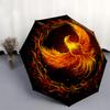 Phoenix Rising: Fiery Bird Circular Art PrintUmbrella, Portable 3-Fold Compact Umbrella for Men & Women Gift