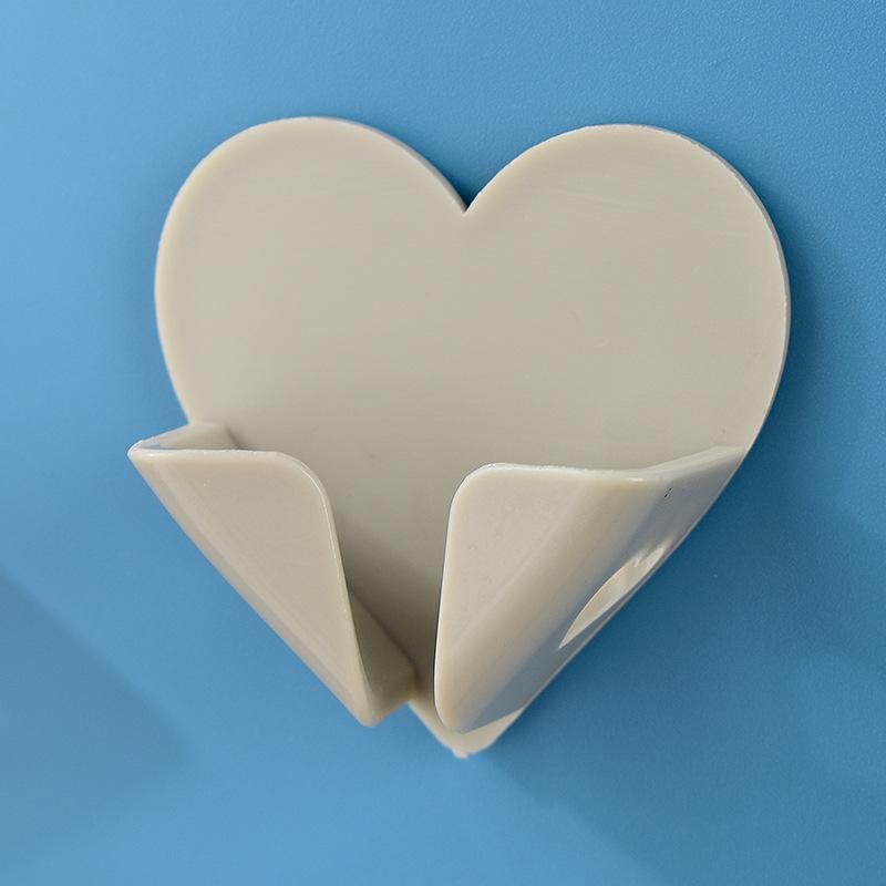 Heart Power Cord Plug Bracket Wall Mounted Cartoon Adhesive Hook Socket Storage Rack Holder Home organizer