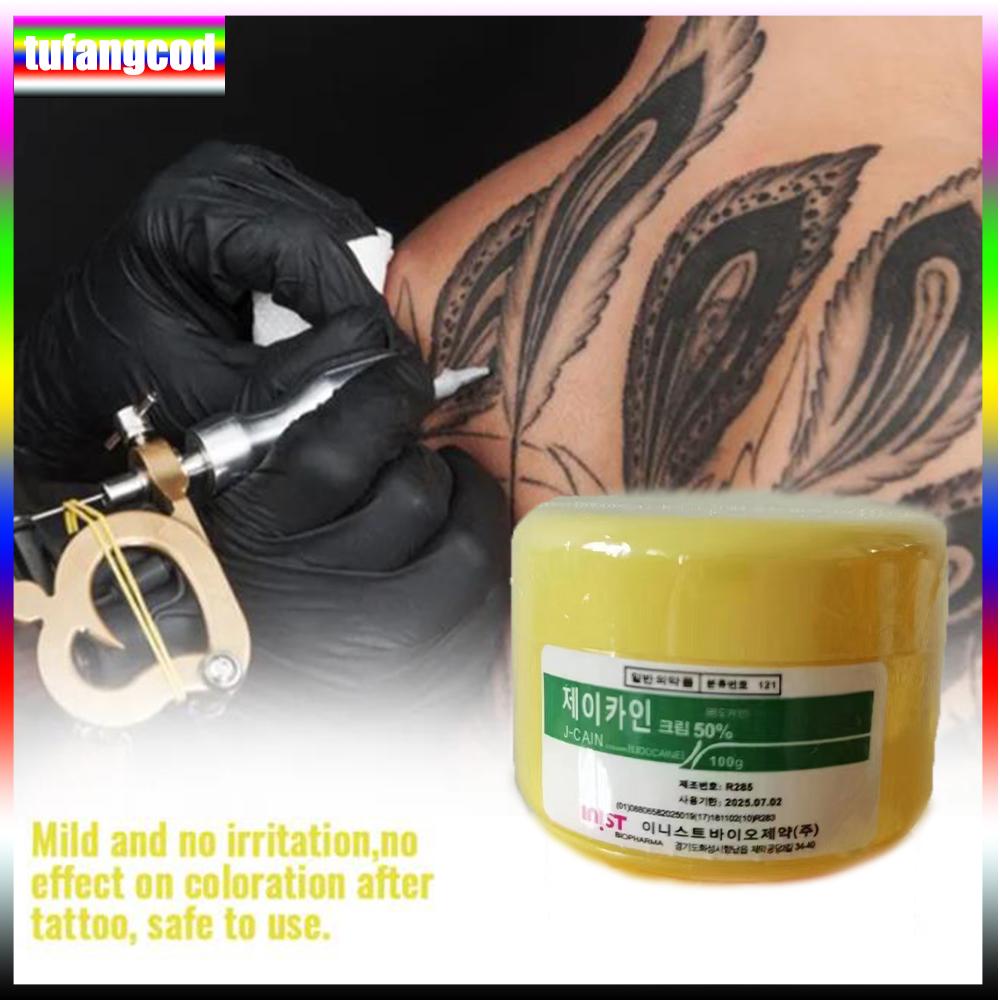 Tufangcod 100g Tattoo Anesthetic Fast Skin Numbing 50% Yellow Cream Semi Permanent