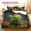 1PC Grinch Pattern Bedding Quilt Set Quilt Cover Pillowcase Home Decoration Birthday Gift (1 * Duvet Cover + 2 * Pillowcase, Without Core)