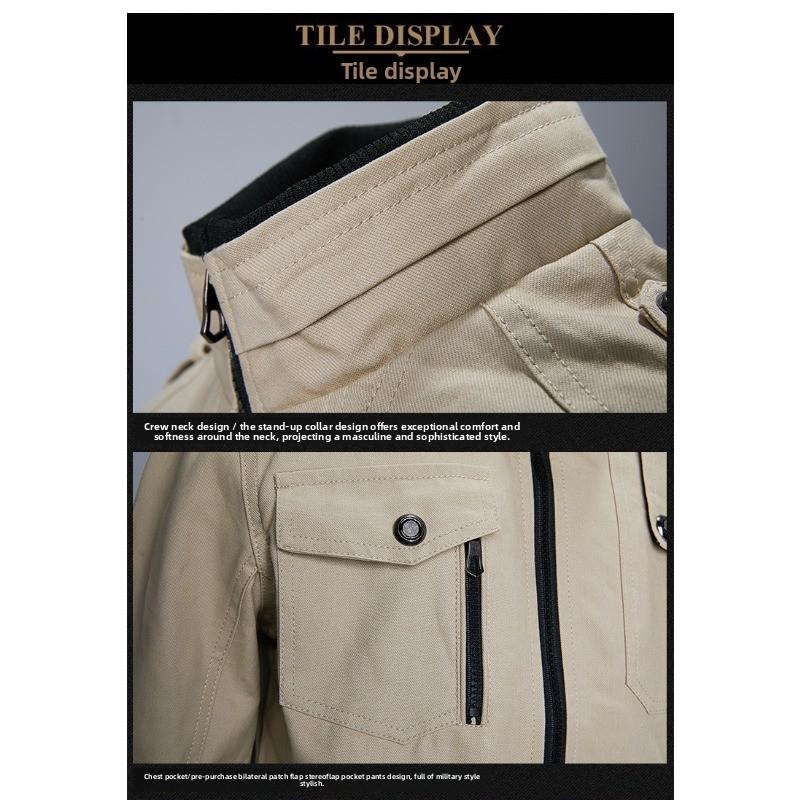 Large size men's coat autumn trend casual Korean version handsome slim tooling jacket cotton military top tide