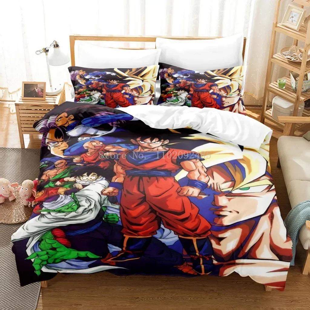 Popular Anime Dragon Ball Super Saiyan Son Goku Duvet Cover Bedding Set Double Twin For Kids Boys Bedclothes Quilt Cover Gi