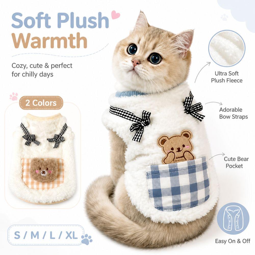 Warm Fleece Bichon Frise Vest Plush Fabric Dog Clothes Jacket Cat Vest for Autumn and Winter Wear