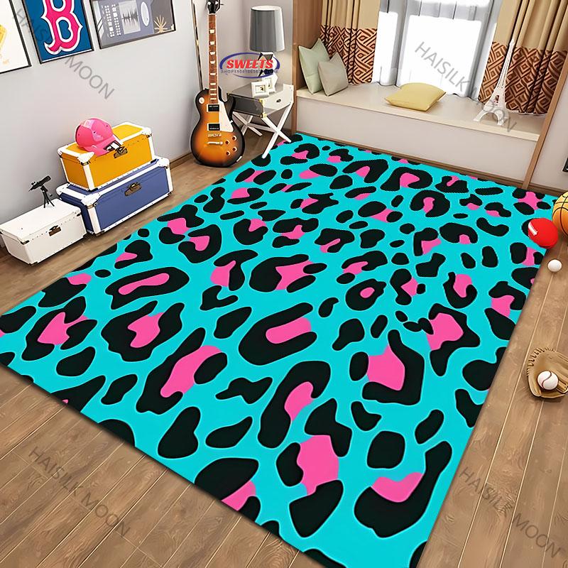 3D Printing Colorful Leopard Theme Carpet Living Room Bedroom Sofa Office Large Area Mat Home Decor Rug Great Gift for Friends