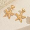 Gold earrings irregular starfish earrings women's beach vacation pleated texture exaggerated stud earrings