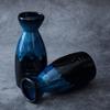 Japanisches Keramik-Sake-Set Mit Blauer Tenmoku-Glasur 14 Leichter Luxus Retro-Stil Lebensmittelecht A-Qualitäts-Porzellan