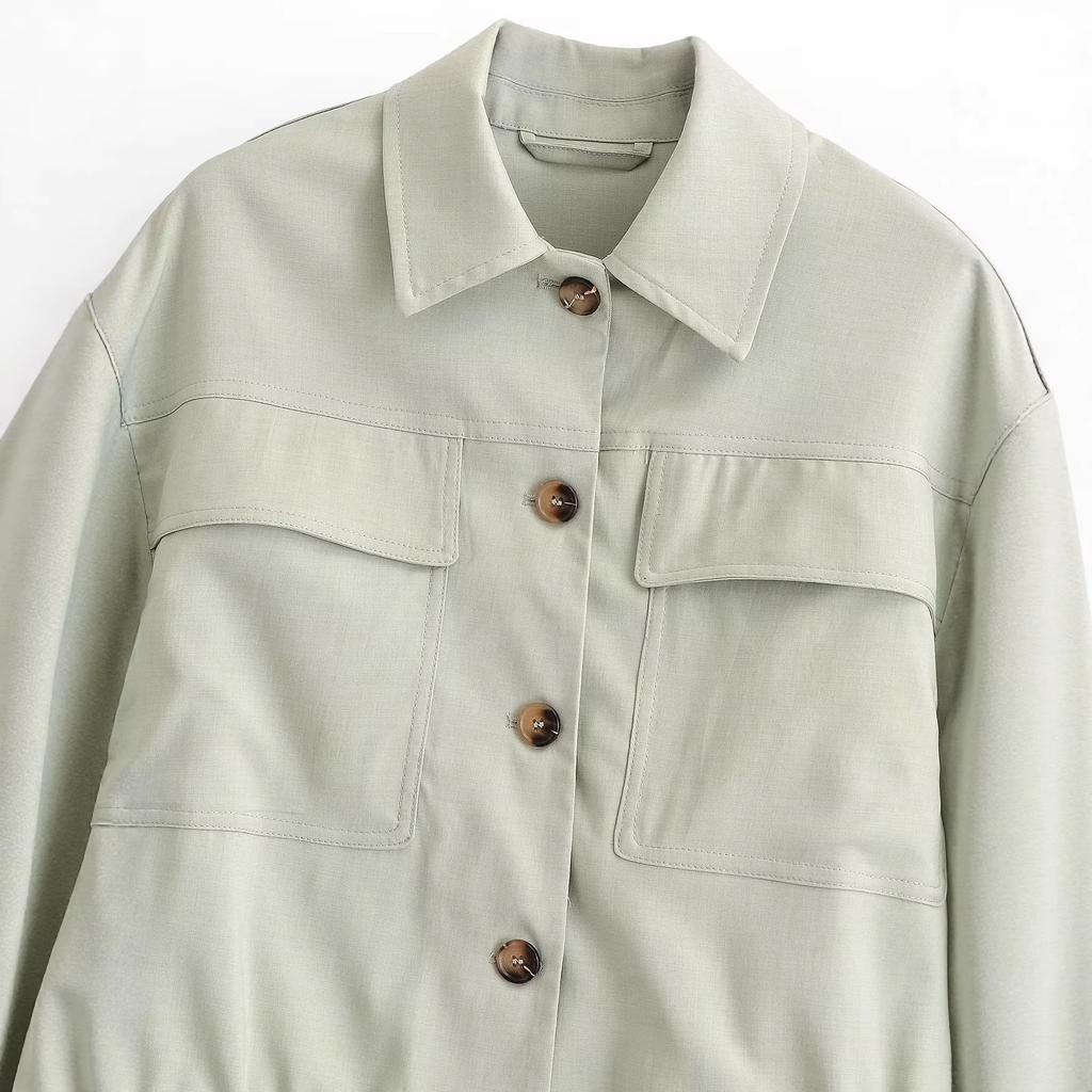 2026 spring new product European and American cross-border women's clothing street fashion flip pocket jacket w09 12083