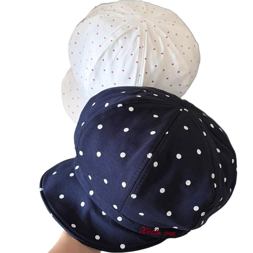 Polka Dot Letter Embroidery Beret Female Autumn High Sense Versatile Octagonal Hat Retro Literary Painter Hat
