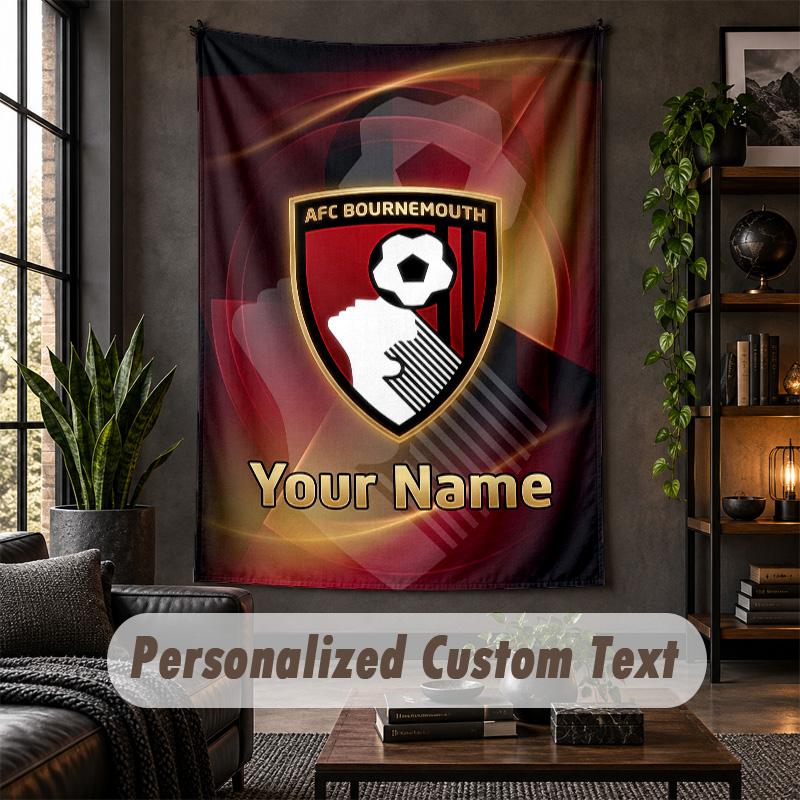 Wall Tapestry Bournemouth Football Print Custom Name Text Wall Hanging Home Decor