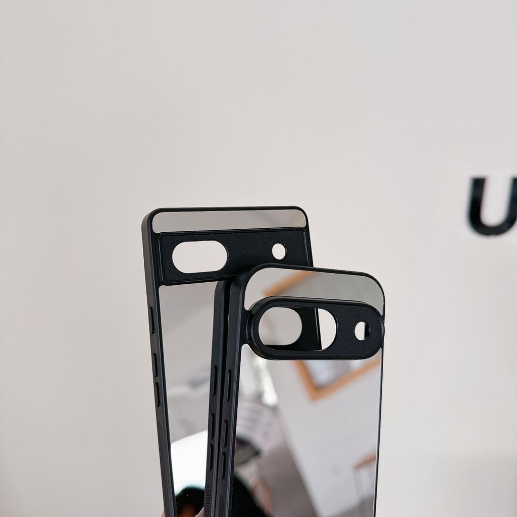 Luxury Make UP Mirror Phone Case For Google Pixel 10 9 8 7 6 Pro XL 9A 8A 7A 6A Shockproof Black Edge Fashion Mirror Back Cover