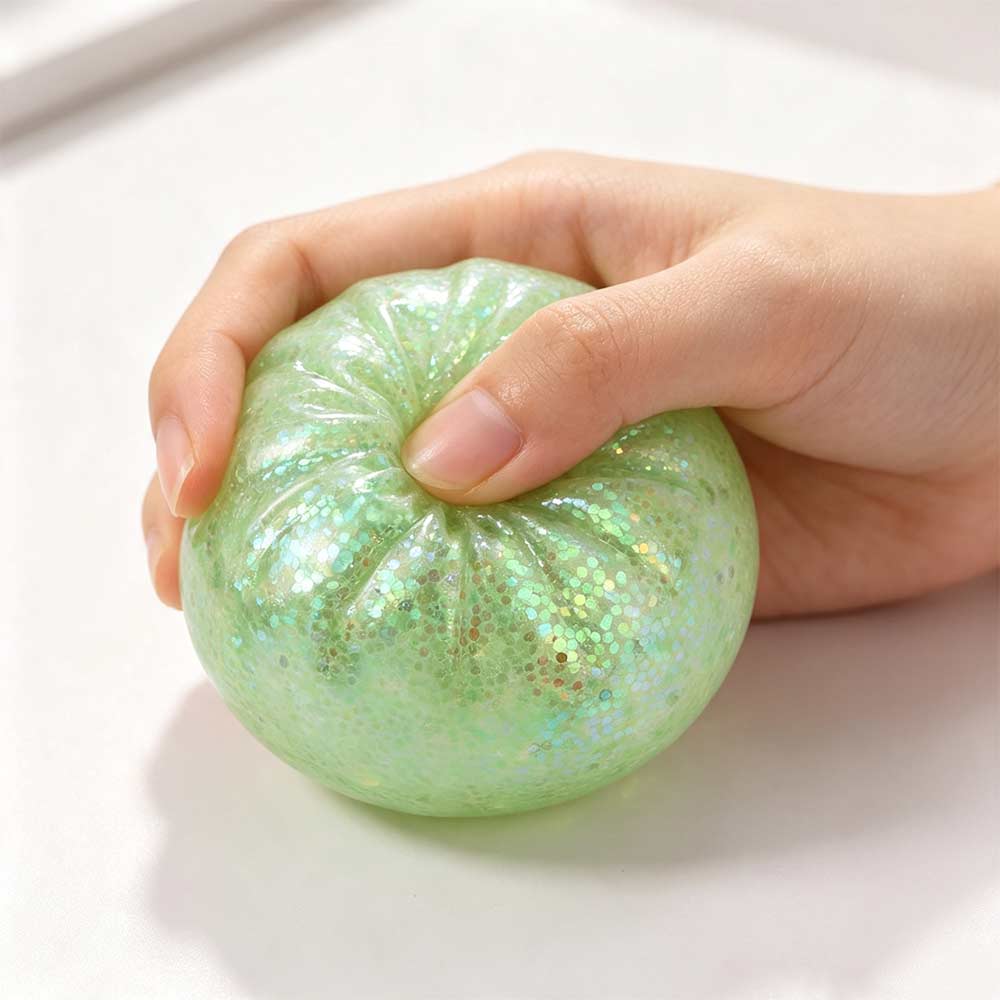 Mini Glitter Squishy Dumpling with Steamer Sensory Fidget Ball Dumpling Squishy Toys Kids Adults