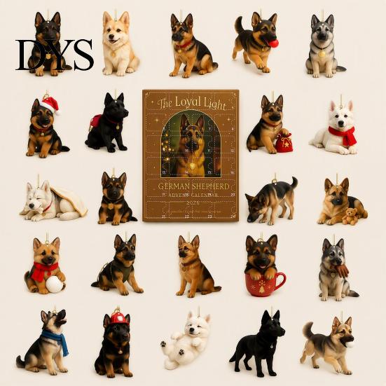 Kerst Adventskalender 2026, 24 Dagen Zee Schildpad/Big Foot/Schotse Hooglander/Hond Ornamenten Duitse Herder Decor Aftelkalender, Verzamelaar