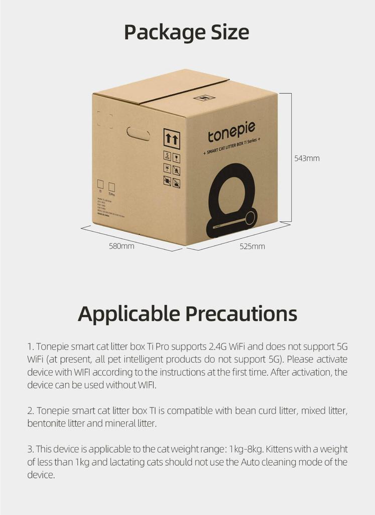 Tonepee 65L automatisk intelligent kattlåda, självrengörande helt sluten kattlåda, hushålls husdjurskattlåda