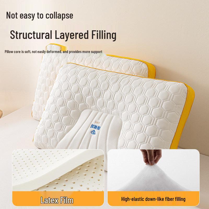 Latex Fiber Neck Support Pillow Pair for Adults - Ideal for Sleep Aid, Hotels, Dorms, and Rehabilitation.