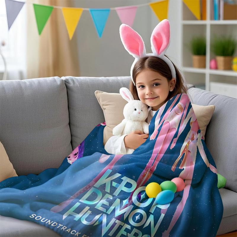 K-Pop Demon Hunter Blanket Hot Anime Girl Team Flannel Throw Blanket Winter Warm Blanket for Living Room Sofa Bed Cover Fan Gift