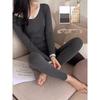Lace-trimmed, Lightweight Thermal Underwear for Autumn and Winter, Women's Velvet, Sexy, Slimming, Long Johns, Base Layer Shirt Set