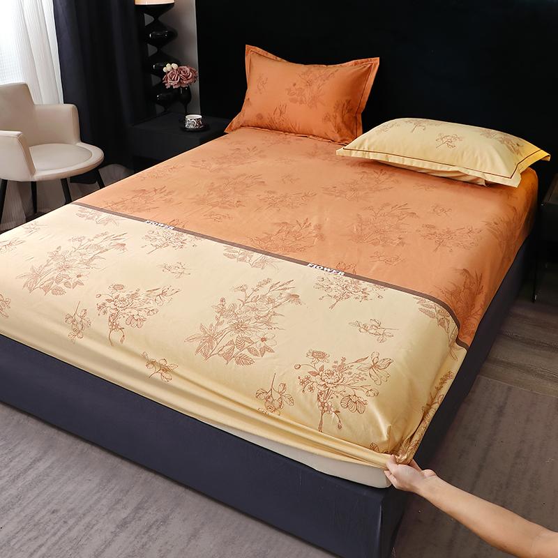 Queen Size Bedsheet 100% Cotton Fitted Sheet Brushed Bed Cover Soft Mattress Protector Sabanas Para Cama (Pillowcase Need Order)