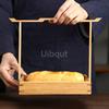 Portable Handmade Bamboo Carry Snack Cake Basket Desktop Refreshment Box Dried Fruit Tray Storage Fruit Snack Dessert Plate