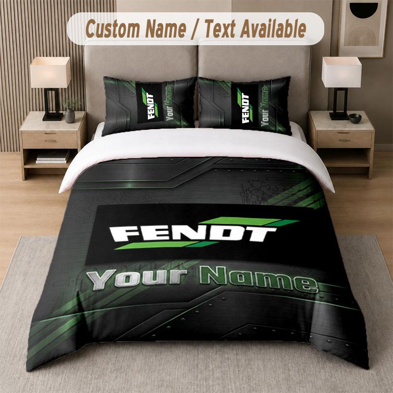 Custom Bedding Set Fendt Pattern, Print Name Text 1 Duvet Cover Plus 2 Pillowcases Home Textile