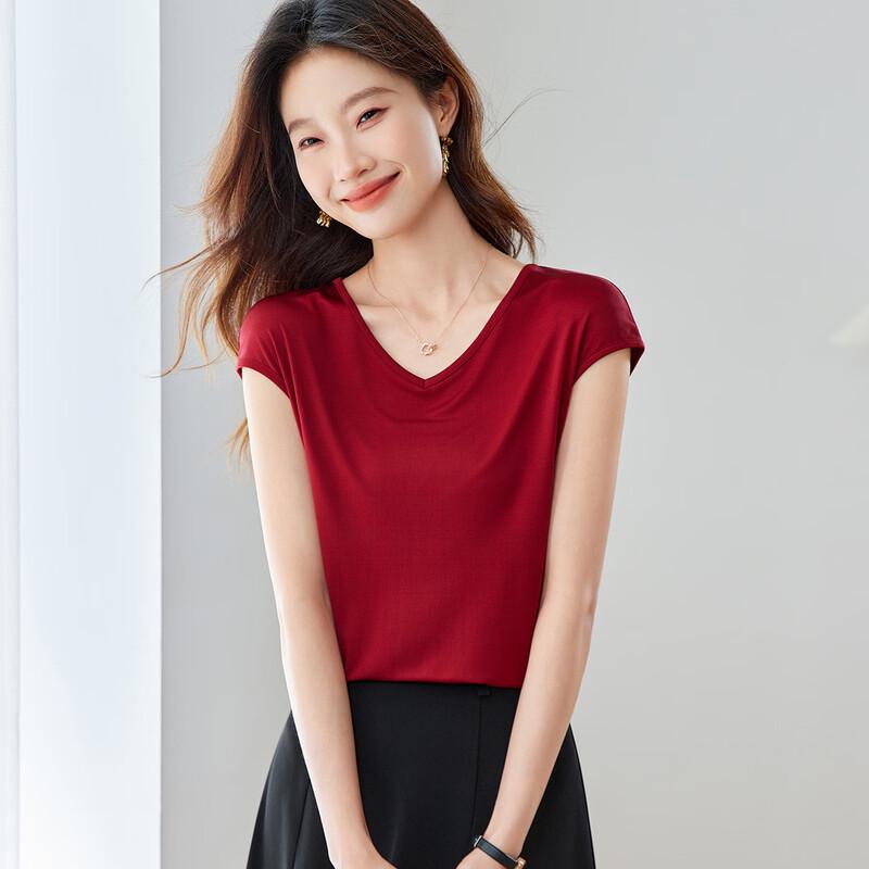 Women s 100% Mulberry Silk Short Sleeve T-Shirt 2XL