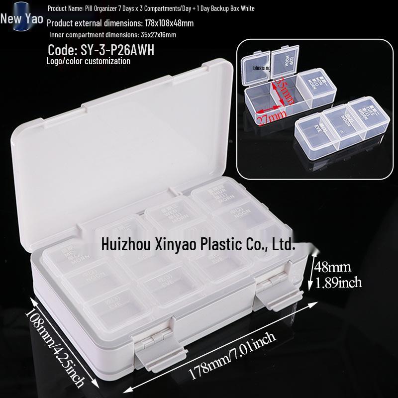 Seven-Day Pill Organizer: Morning, Noon, Night Portable Capsule Case with Large Capacity