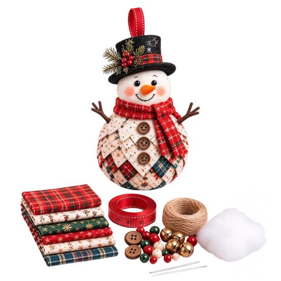 DIY Projects for Winter Festivals Patchwork Ornament Kit Christmas Holiday Decoration, Decorative Fabric Craft Set with Traditional Patterns Seasonal