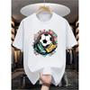 Europäische Größen Herren Fußballschuhe Kurzärmeliges Saisonales T-Shirt, Modisches Bedrucktes Basic-Stil T-Shirt, Lässiger Rollkragen, Geeignet für Herren