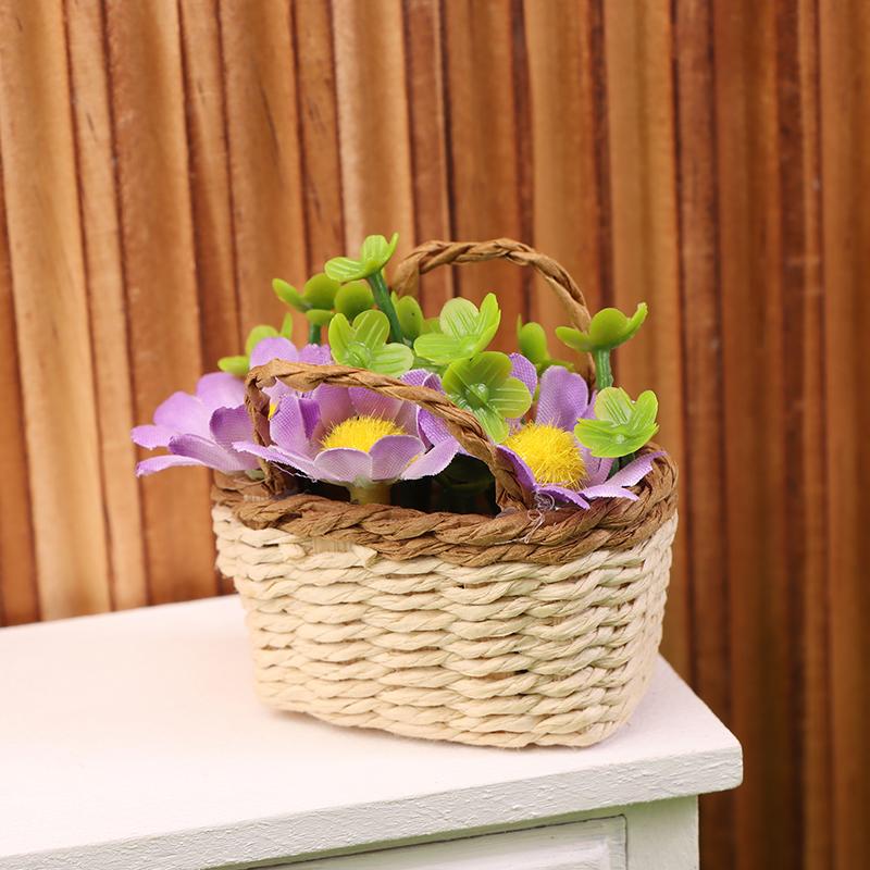 1Pc 1/12 Dollhouse Simulation Flower Plant Potted Dollhouse Mini Home Decoration Dolls House Micro Landscape Plant Accessories