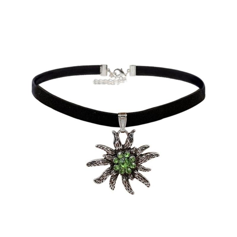 Traditional Vintage Edelweiss Necklace Fashion Flower Charm Pendant Necklaces Women Choker Clavicle Chain Jewelry Gift