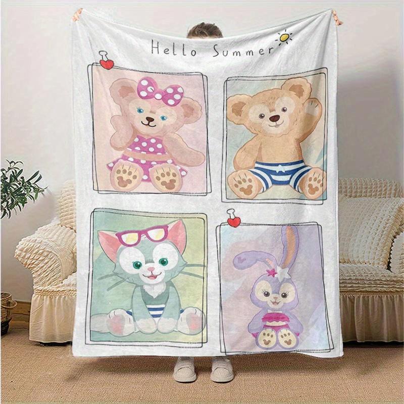 1pc, Duffy and Friends (1) Cozy Flannel Throw Blanket Perfect Gift for Bedroom, Living Room, Travel, Camping, Car