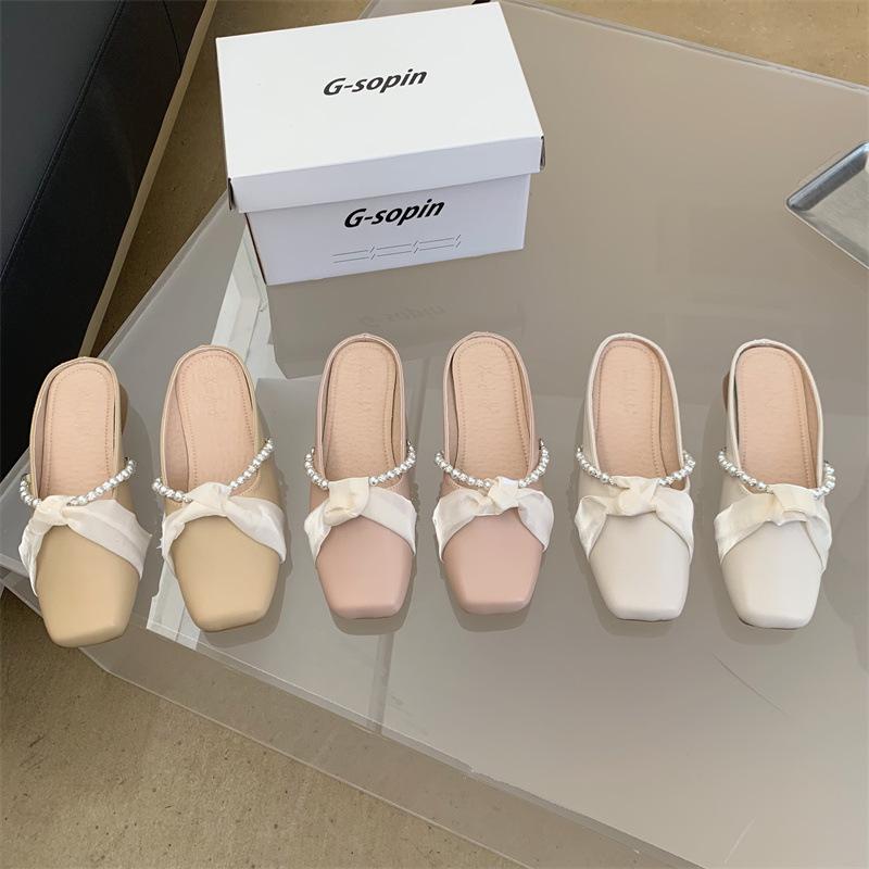 

Квадратная голова сумка голова полушлепки женские жемчужные милые модные универсальные низкий каблук плоская подошва шлепки для улицы 39 абрикосовый