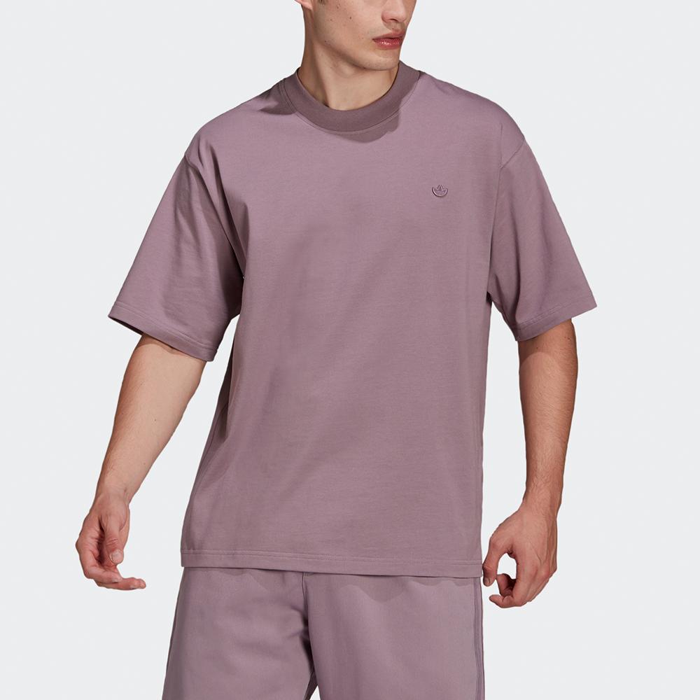 Adidas Originals Clover Logo Solid Casual T-Shirt Men Tops Light-Purple HC8595