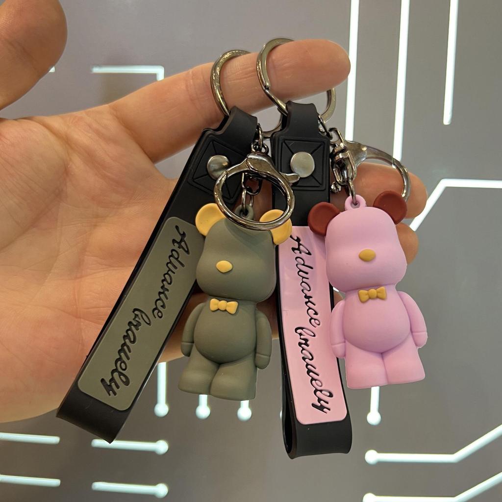 "3D Soft Bear Keychain Pendant - Cute and Trendy Accessory for Bags and Car Keys"