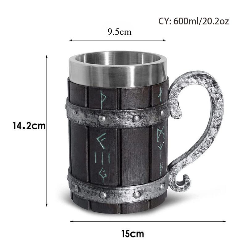 Souvenir Bar Tools Germany Beer Barrel Cup Set Resin Mugs Large Capacity Stainless Steel Tankard Imitate Wooden Wine Bucket Cup