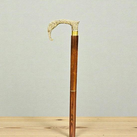 Handmade Wooden Walking Stick Cane With Brass Elephant Handle 93.98 Cm Fathers Mothers Grandfather Grandmother Wedding Anniversary Gift