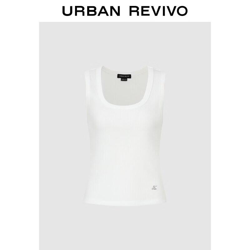 

UR2026 Women s Letter Embroidery Ribbed Tank Top XS