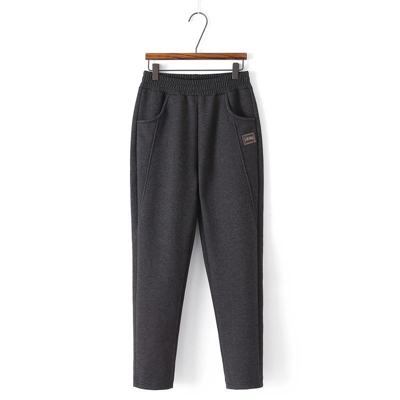 

XL~5XL Осінньо-зимові штани Вовняні потовщені штани для матерів середнього віку та похилого віку Жіночі звужені штани Harlan Повсякденні штани з високою талією 5XL темно-сірий