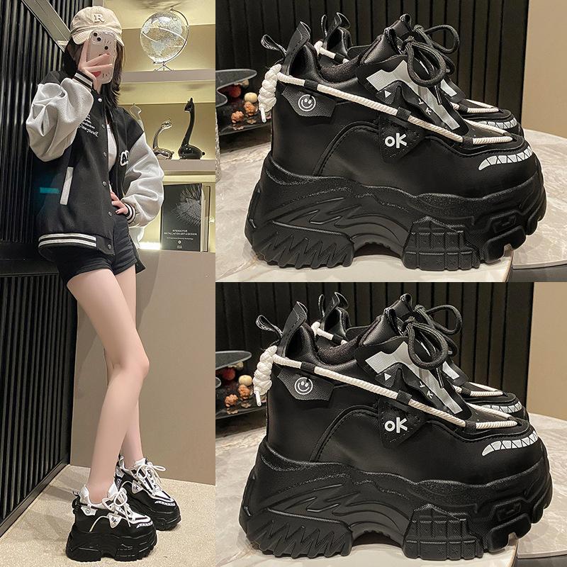 Fashion Fashion Women Autumn Chunky Sneakers Winter High Platform Warm Casual Shoes Black Sports Leather Shoes