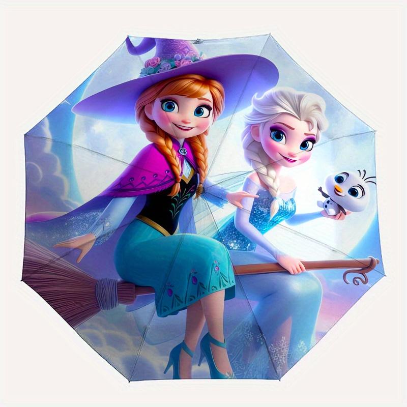 Anna,Elsa Automatic Umbrella - Tri-fold Portable Umbrella, Best Holiday Gift for Men and Women, Durable Iron Frame, Playful Design, Sturdy a