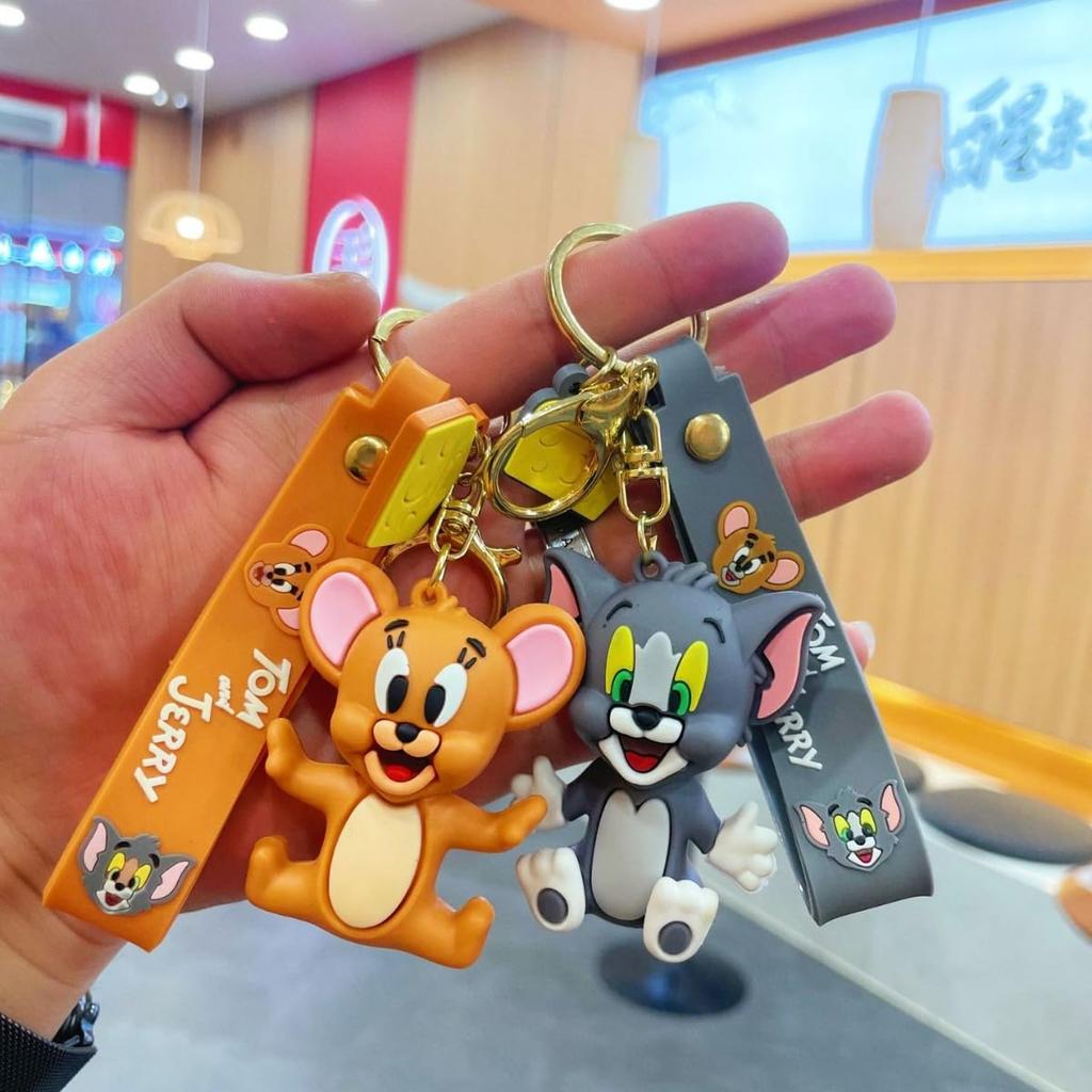 Cat and Mouse Set Popular Charms Keys House Car Bag Charm Backpack Decoration Super Cute Keychain Cell Phone Strap Hanging Ornament [Chaojibao]