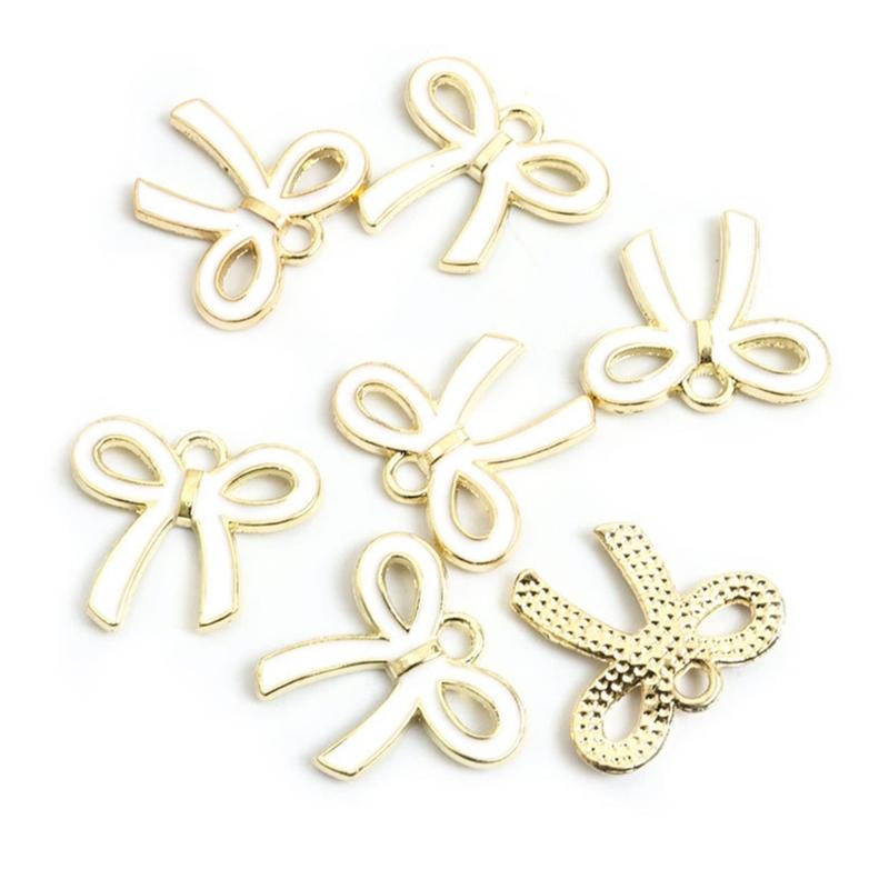 100Pcs Butterfly Knot Hairpiece Accessories Bowknot Pendant for Bracelet Necklace Clothing Embellishment for Daily Use