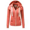 Women's Casual Solid Color Sports Hooded Zipper Jacket Sweatshirt Cardigan Top
