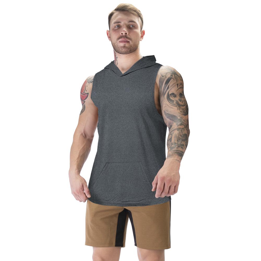 

Мужской спортивный жилет с капюшоном быстросохнущий - Топ без рукавов для бега и тренировок XXXL