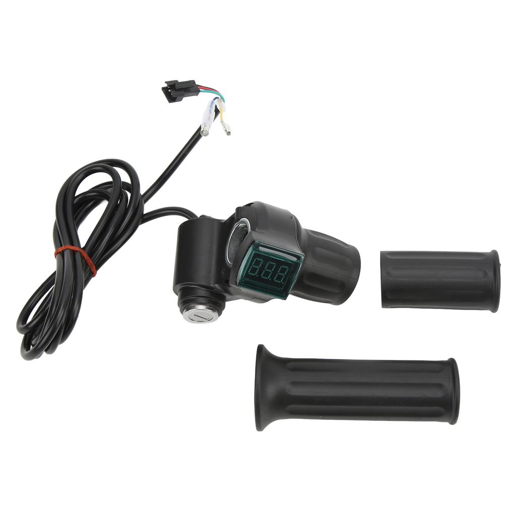Juego de Puños Acelerador de Puño Giratorio para Bicicleta Eléctrica Universal Limitador de Velocidad con Pantalla Puño Derecho para