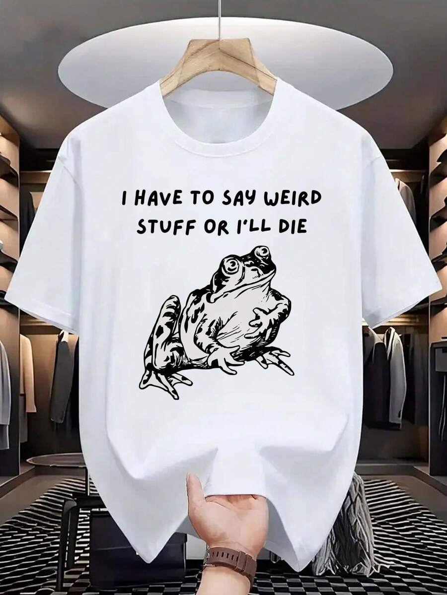 

Unisex T-Shirt With Cartoon Frog Graphic & I Have To Say WeiFEI Stuff I ll Die Text S