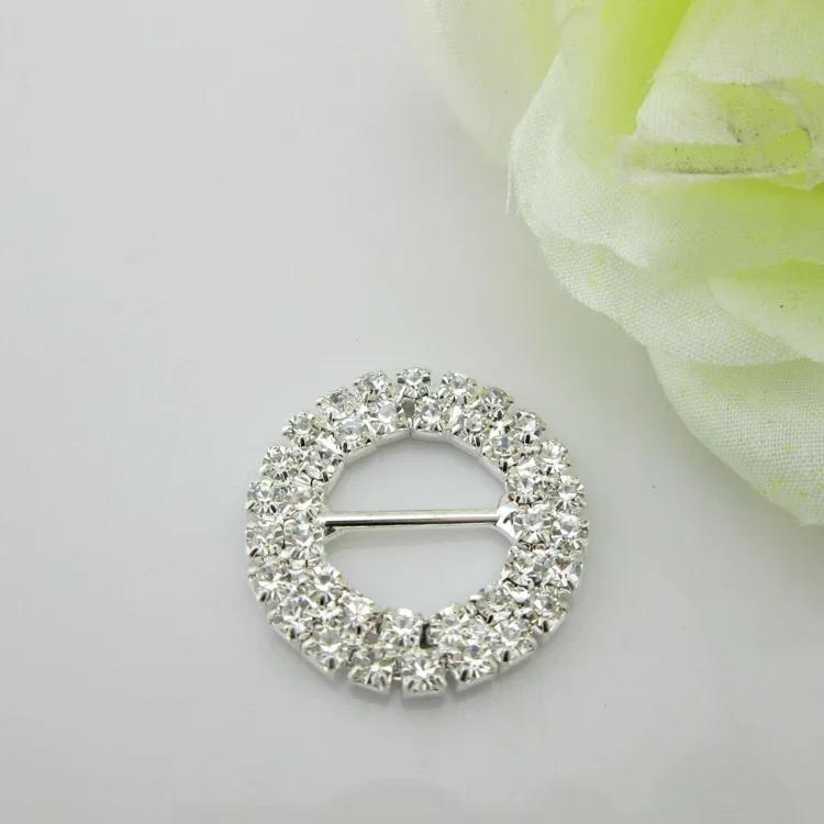 10pcs Round Diamante Rhinestone Buckle Chair Sash Ribbon Slider 15mm