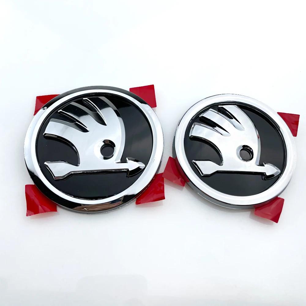 2025 New 2Pcs 80mm 90mm Emblem For Skoda Fabia 1 2 Octavia A7 RS Superb Rapid Yeti Karoq Vision Car Head Front Rear Boot Tailgat