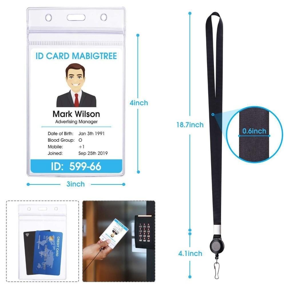 Black Lanyard Work Card Holder Retractable Keychain Key Holder  Nurse Accessories