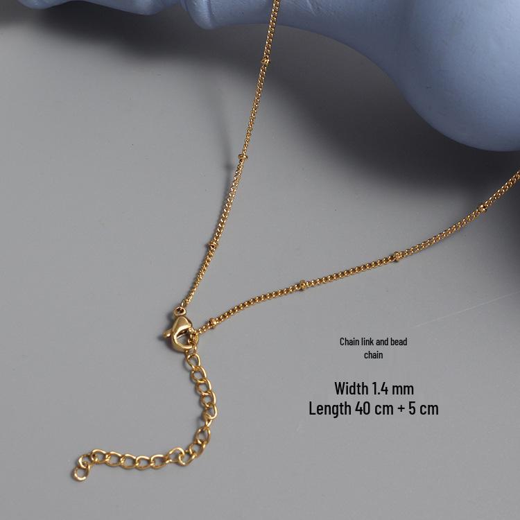 18K Gold Stainless Steel Electroplated Necklace with Round Bead and Lips Chain for DIY Jewelry.