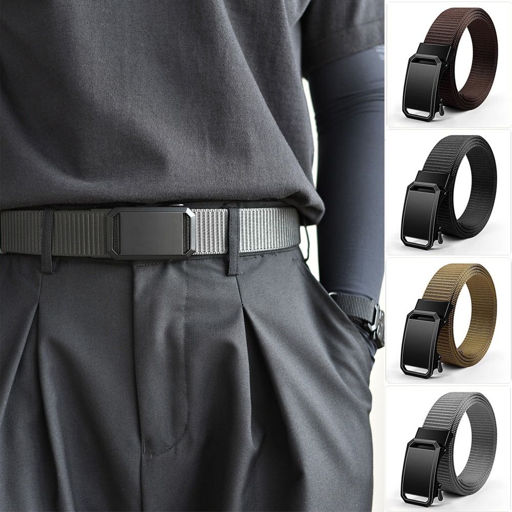 Luxury Brand Nylon Braided Belt Business Casual Canvas Strap Men Automatic Buckle Waistband